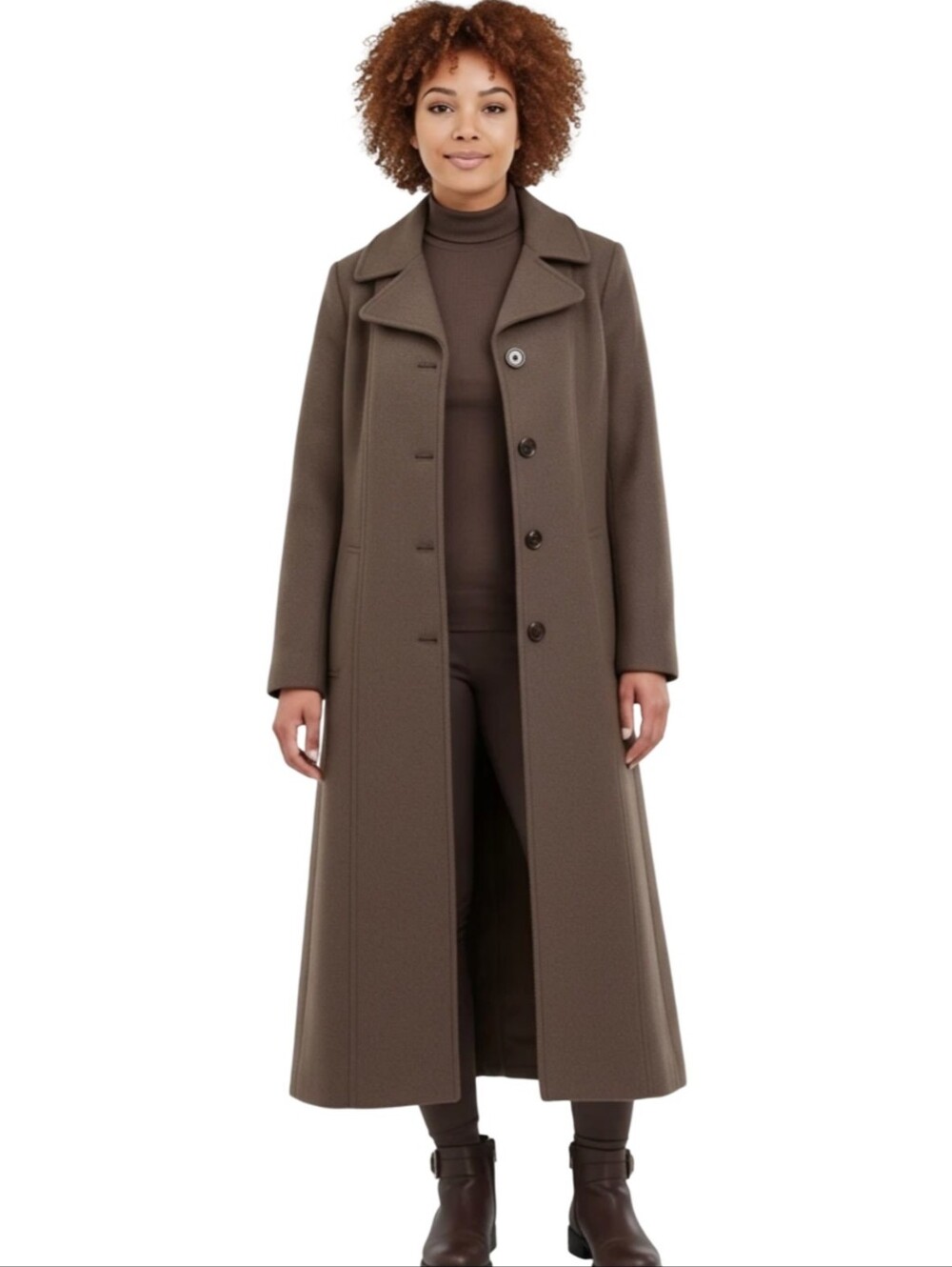 Laundry by Shelli Segal Brown Wool Blend Button Front Coat Plus Size 1X NEW